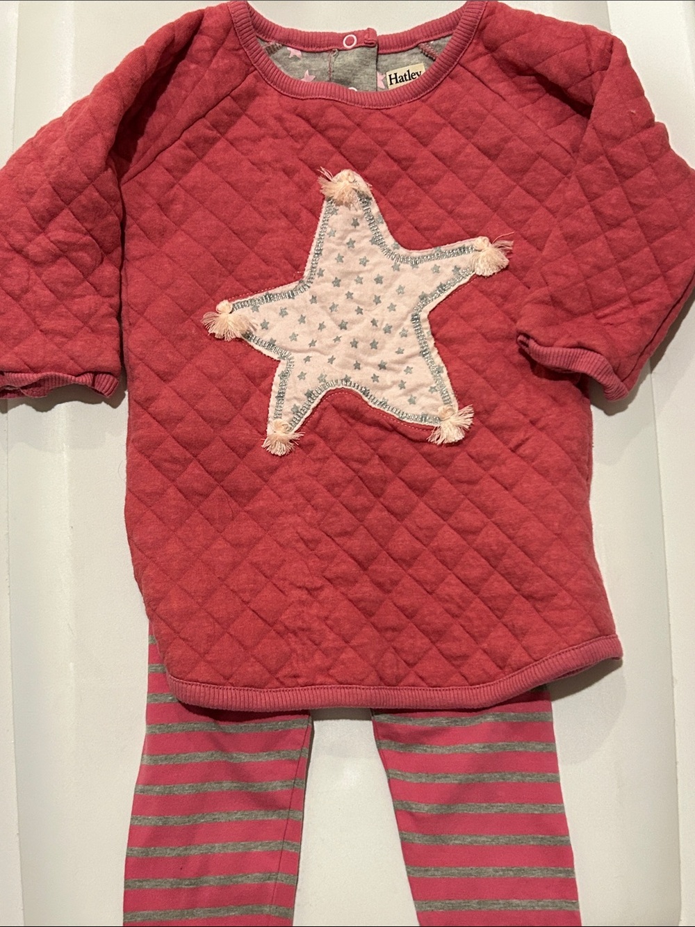 Hatley Rose Pink Quilted Star Tunic Sweatshirt with Striped Leggings